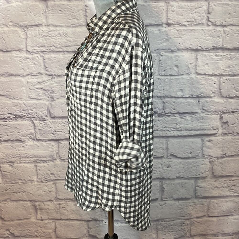 Anthropologie gingham checkered flannel tunic blouse - Picture 4 of 7